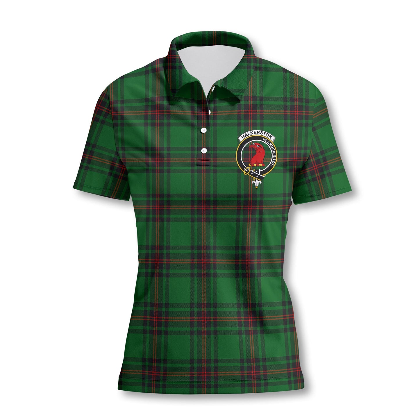 Clan Halkerston Tartan Women Polo Shirt Crest And Plaid Basic Style