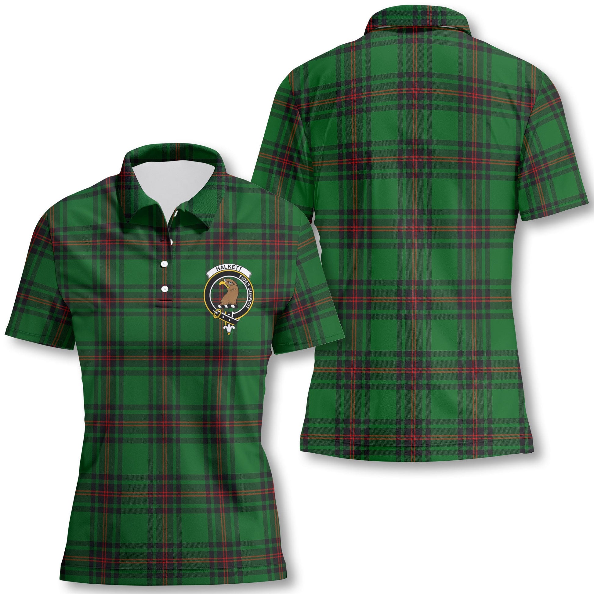 Clan Halkett Tartan Women Polo Shirt Crest And Plaid Basic Style