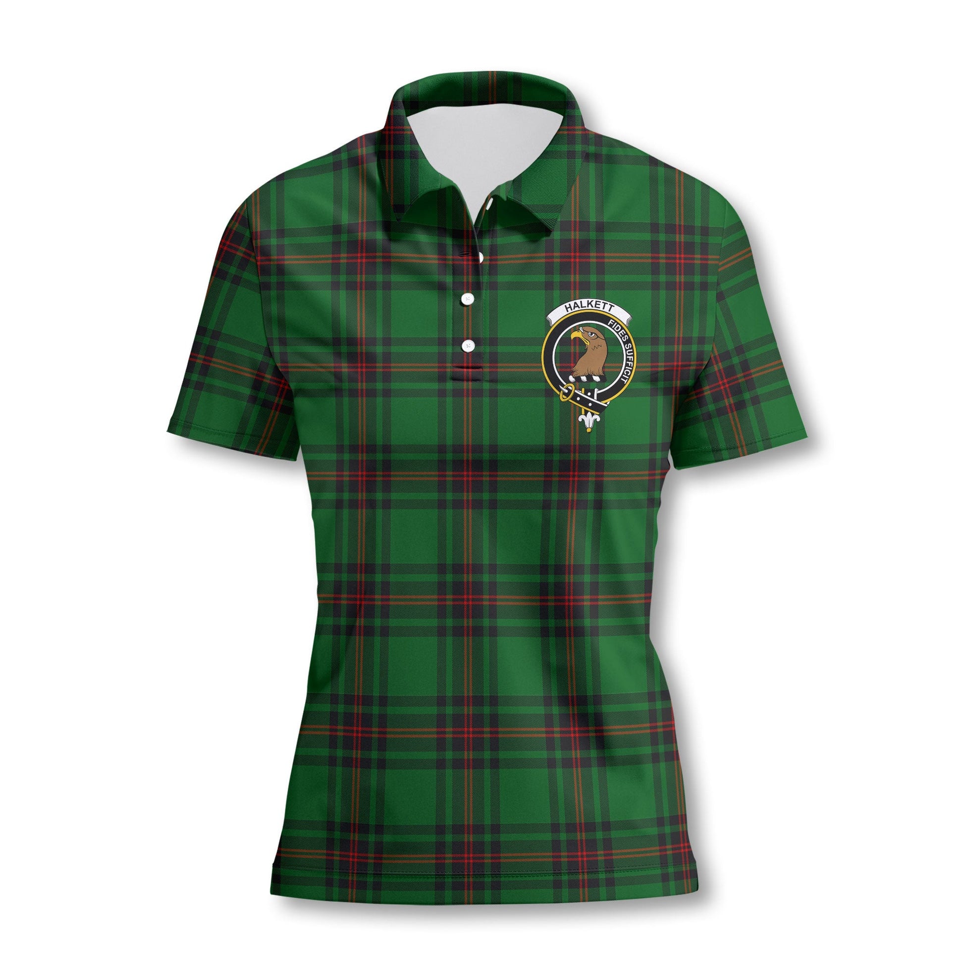 Clan Halkett Tartan Women Polo Shirt Crest And Plaid Basic Style