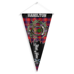 Clan Hamilton Tartan Felt Pennant Crest And Plaid Basic Style