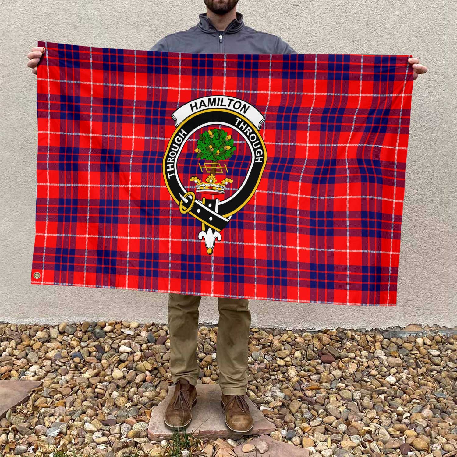 Clan Hamilton Tartan Flag Crest And Plaid Basic Style