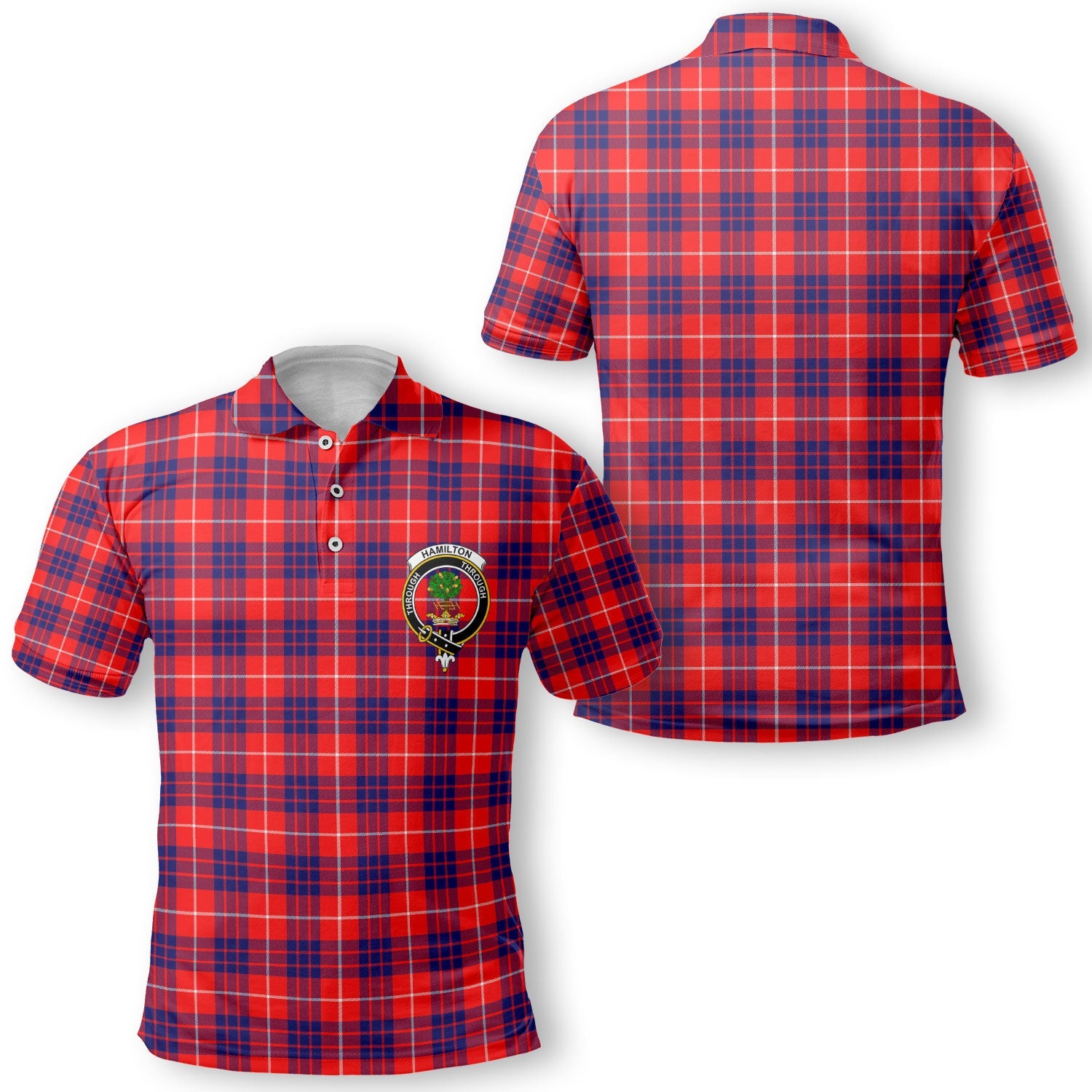 Clan Hamilton Tartan Golf Men Polo Shirt Crest And Plaid Basic Style