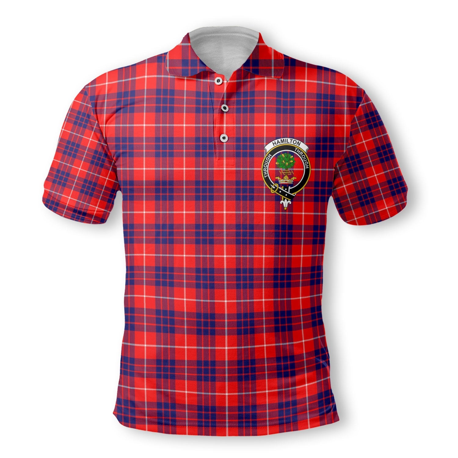 Clan Hamilton Tartan Golf Men Polo Shirt Crest And Plaid Basic Style