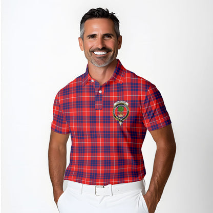 Clan Hamilton Tartan Golf Men Polo Shirt Crest And Plaid Basic Style