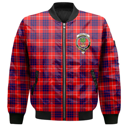 Clan Hamilton Tartan Men Bomber Jacket Crest And Plaid Basic Style