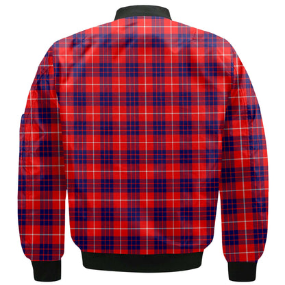 Clan Hamilton Tartan Men Bomber Jacket Crest And Plaid Basic Style