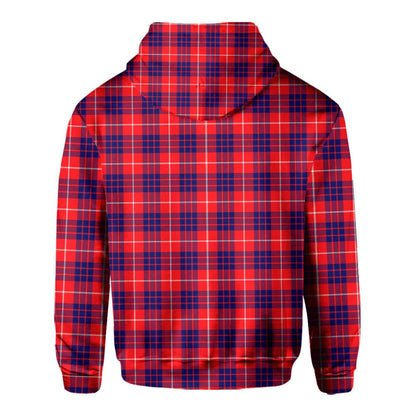 Clan Hamilton Tartan Men Hoodie Crest And Plaid Basic Style