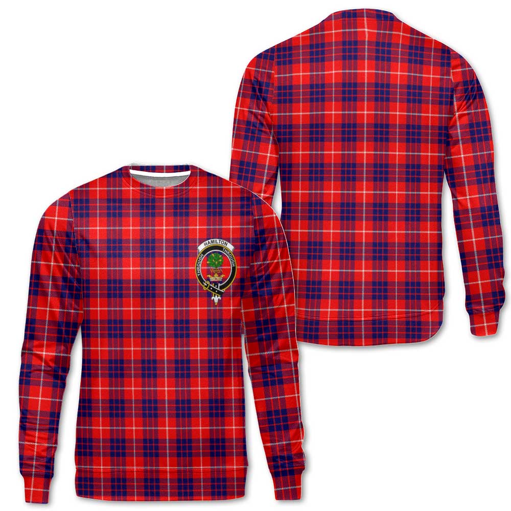 Clan Hamilton Tartan Men Sweatshirt Crest And Plaid Basic Style