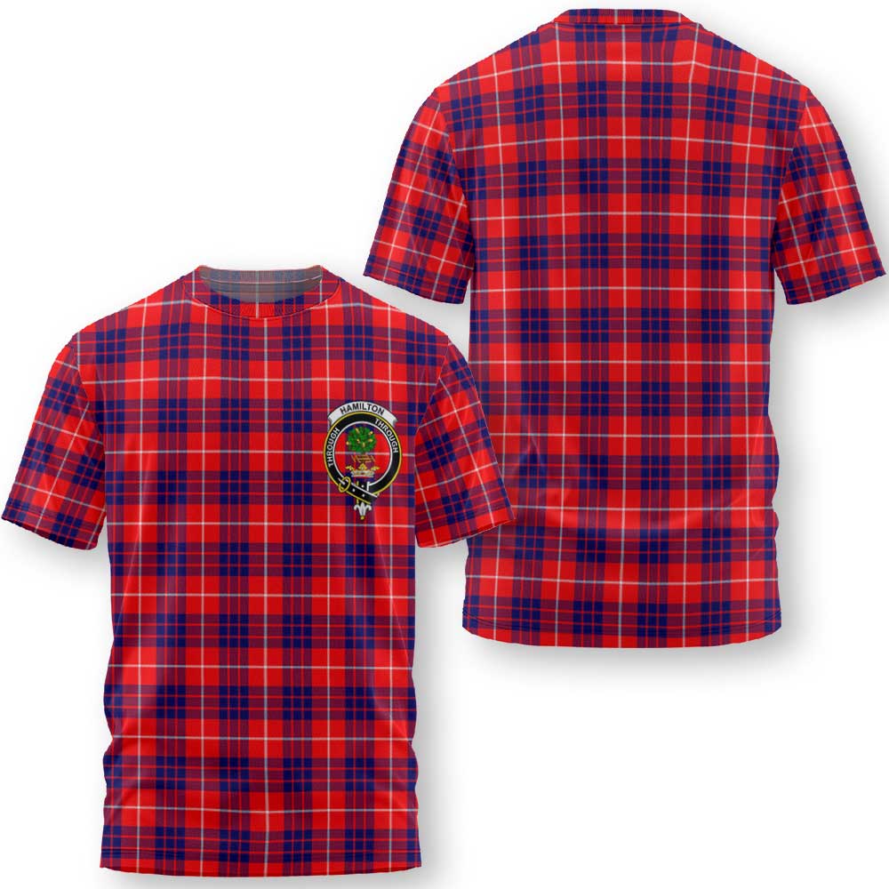 Clan Hamilton Tartan Men T Shirt Crest And Plaid Basic Style