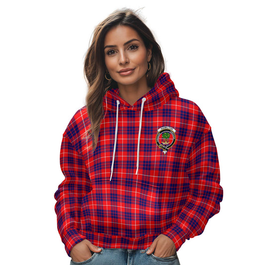 Clan Hamilton Tartan Women Hoodie Crest And Plaid Basic Style