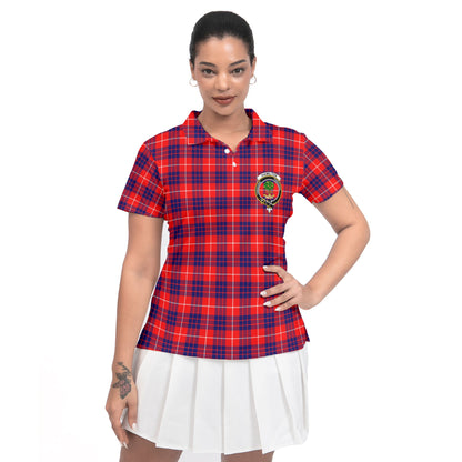 Clan Hamilton Tartan Women Polo Shirt Crest And Plaid Basic Style