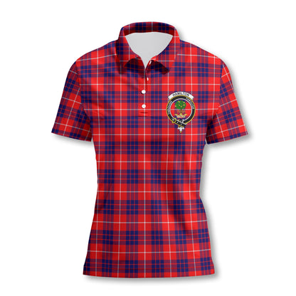 Clan Hamilton Tartan Women Polo Shirt Crest And Plaid Basic Style