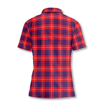 Clan Hamilton Tartan Women Polo Shirt Crest And Plaid Basic Style