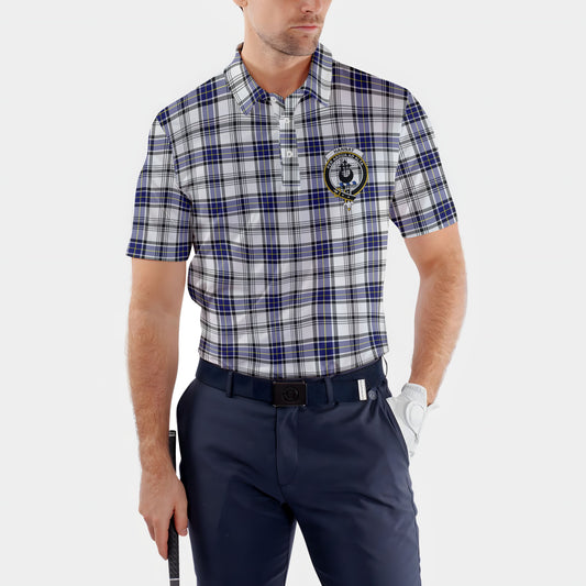 Clan Hannay Tartan Golf Men Polo Shirt Crest And Plaid Basic Style