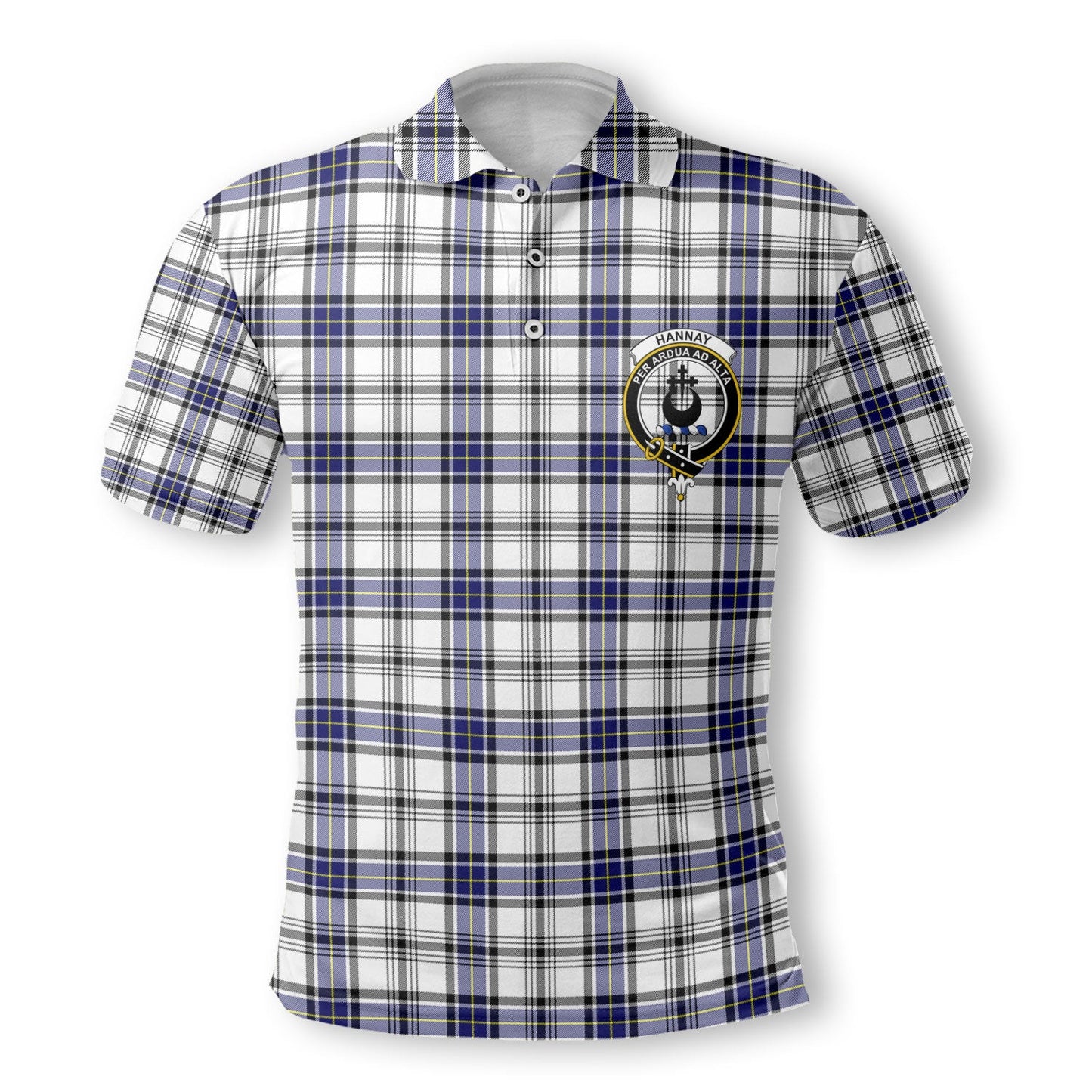 Clan Hannay Tartan Golf Men Polo Shirt Crest And Plaid Basic Style