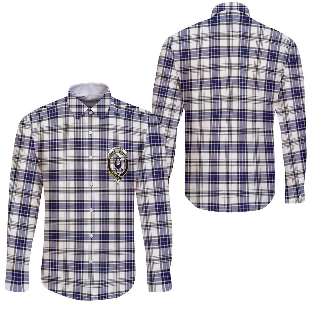 Clan Hannay Tartan Long Sleeve Button Shirt Crest And Plaid Basic Style