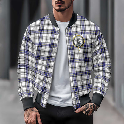 Clan Hannay Tartan Men Bomber Jacket Crest And Plaid Basic Style