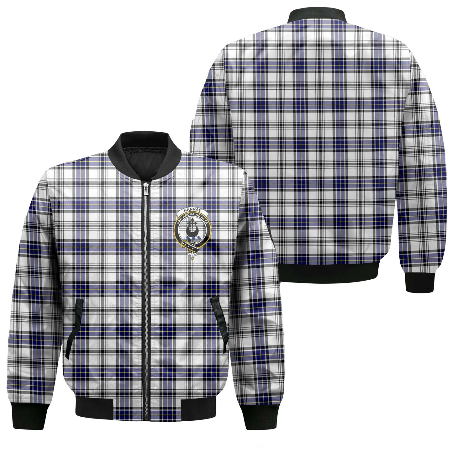 Clan Hannay Tartan Men Bomber Jacket Crest And Plaid Basic Style