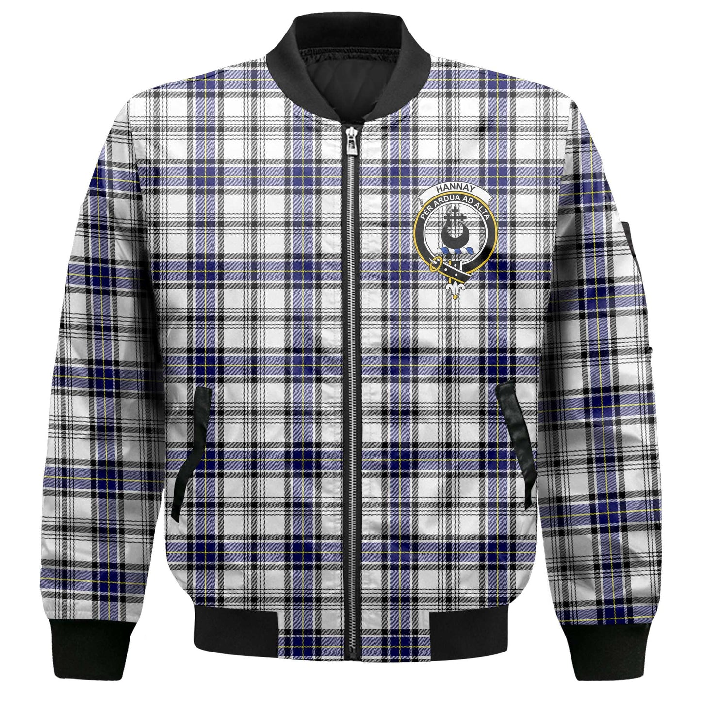 Clan Hannay Tartan Men Bomber Jacket Crest And Plaid Basic Style