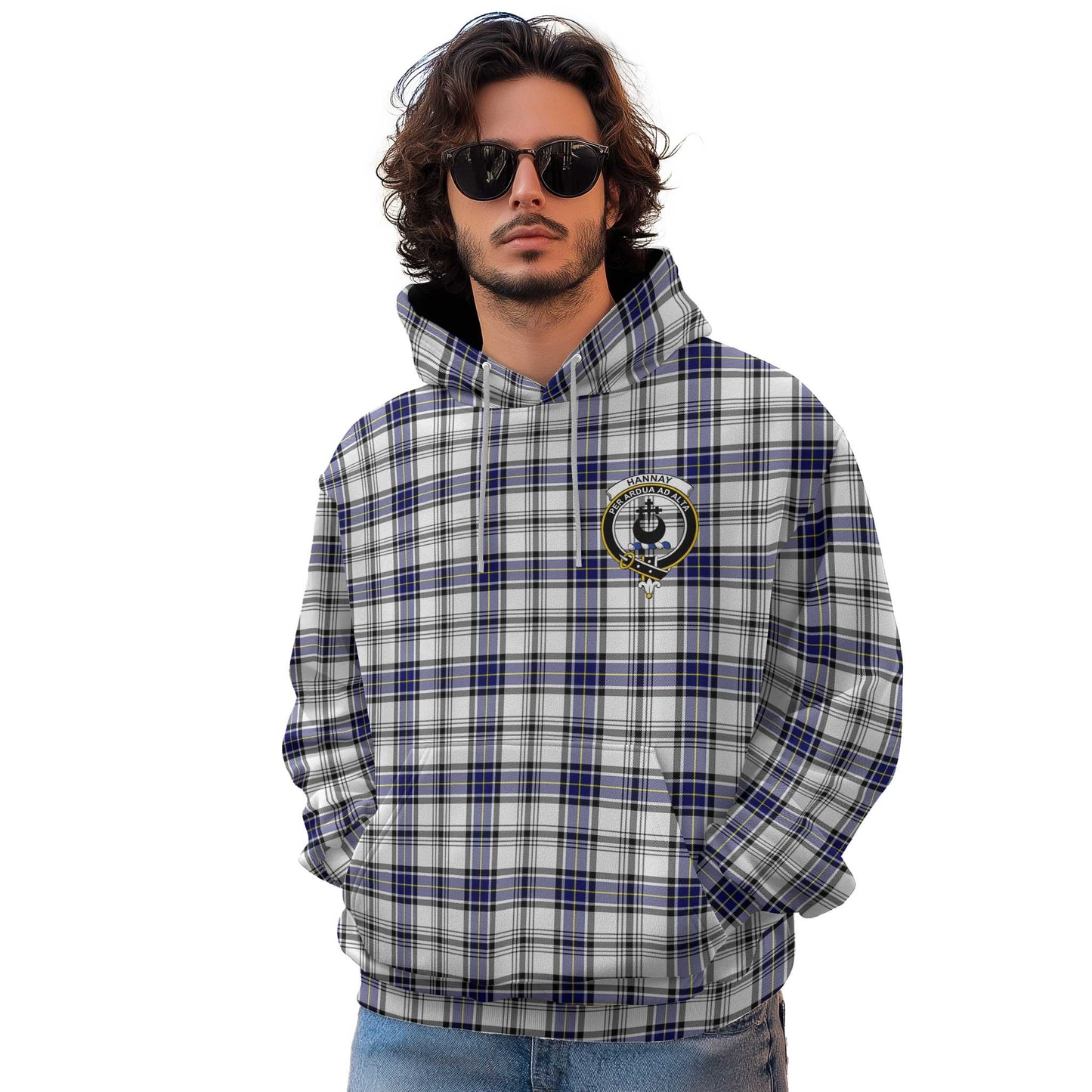 Clan Hannay Tartan Men Hoodie Crest And Plaid Basic Style