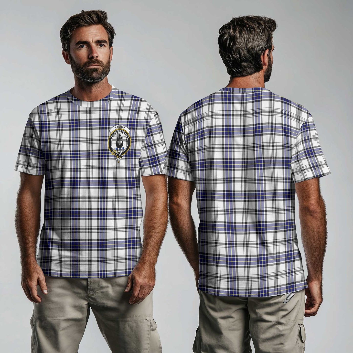 Clan Hannay Tartan Men T Shirt Crest And Plaid Basic Style