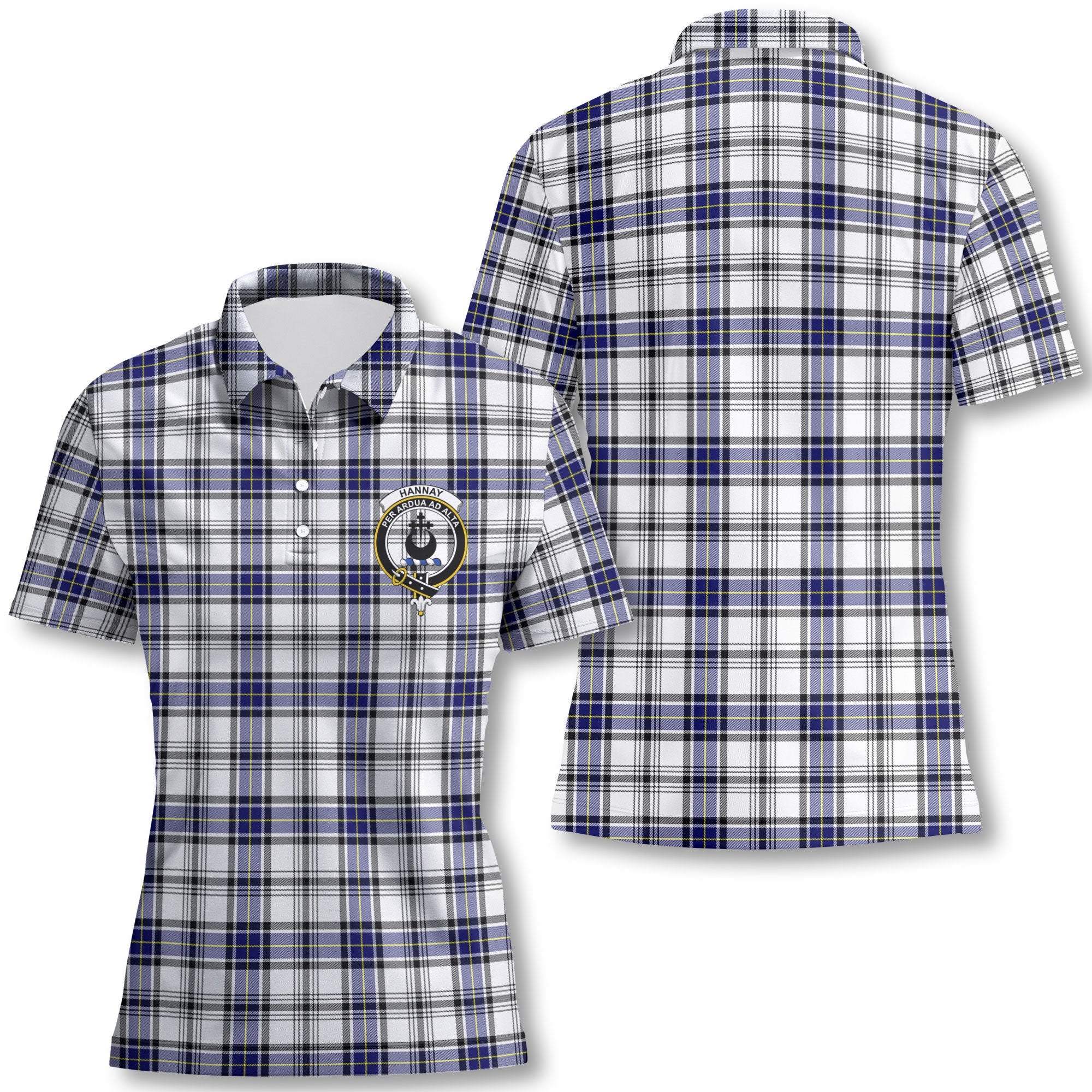 Clan Hannay Tartan Women Polo Shirt Crest And Plaid Basic Style