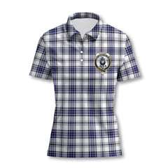 Clan Hannay Tartan Women Polo Shirt Crest And Plaid Basic Style