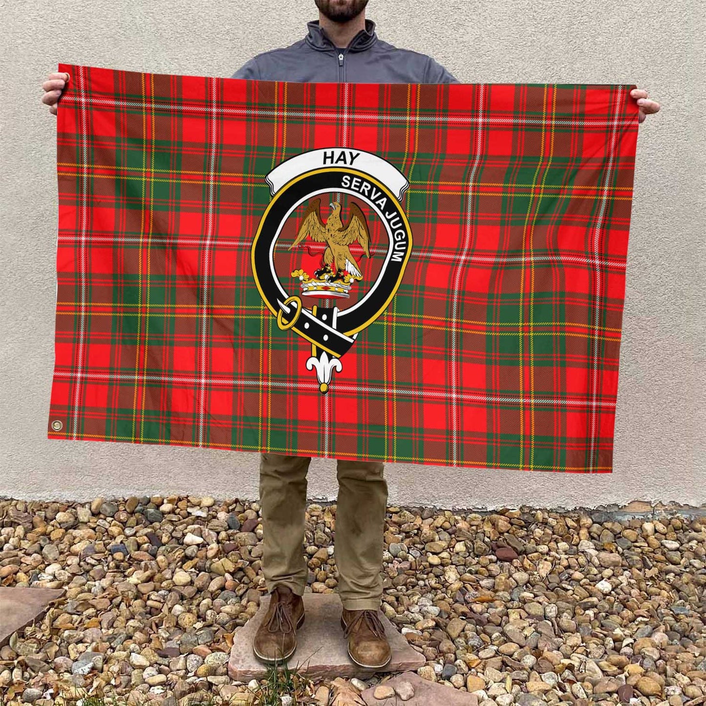 Clan Hay Tartan Flag Crest And Plaid Basic Style