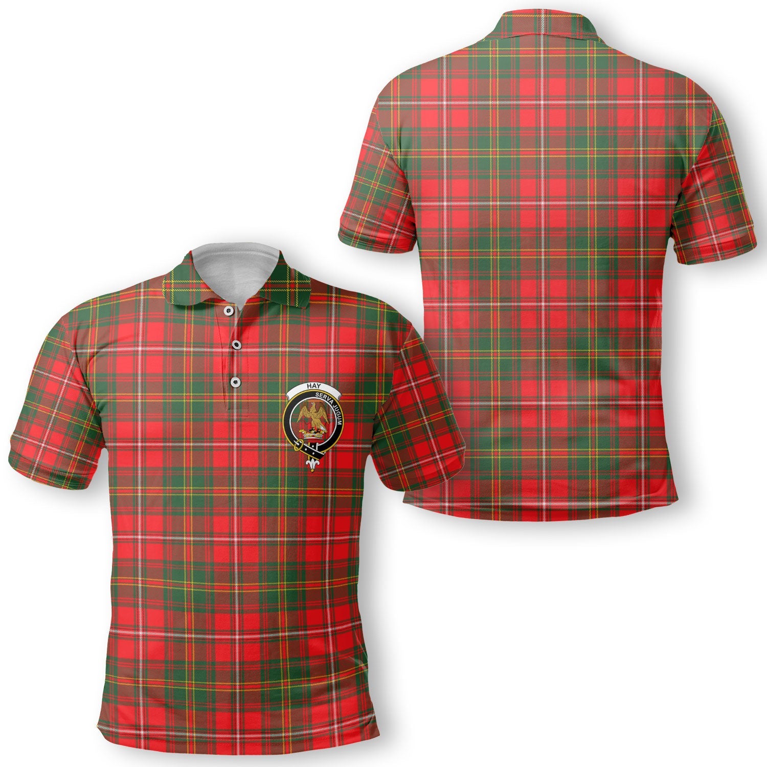 Clan Hay Tartan Men Polo Shirt Crest And Plaid Basic Style