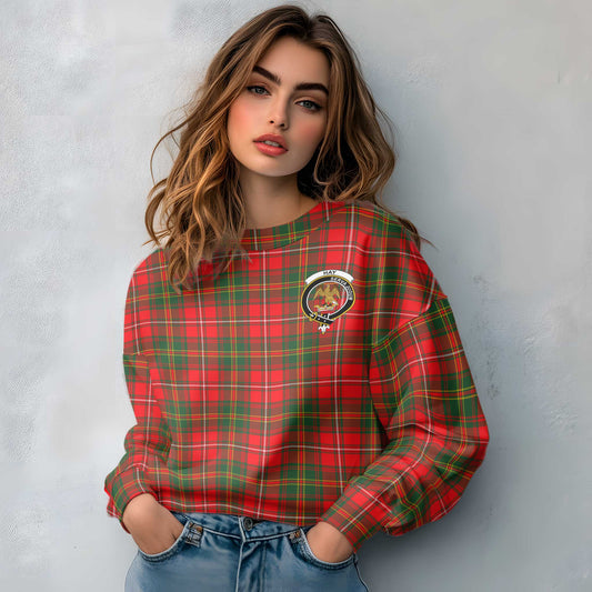 Clan Hay Tartan Women Sweatshirt Crest And Plaid Basic Style