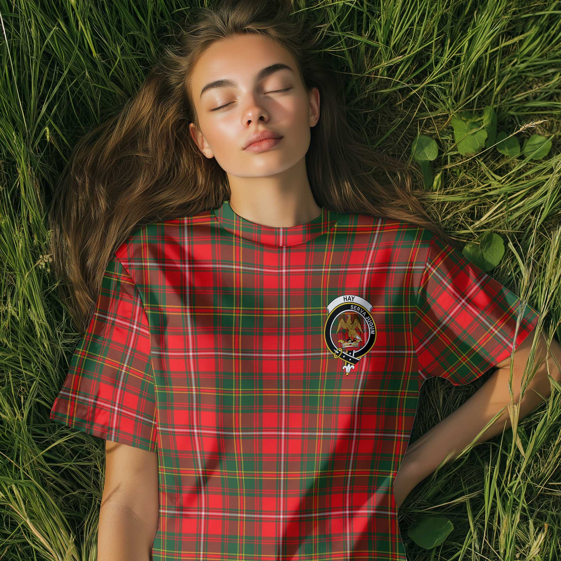 Clan Hay Tartan Women T Shirt Crest And Plaid Basic Style