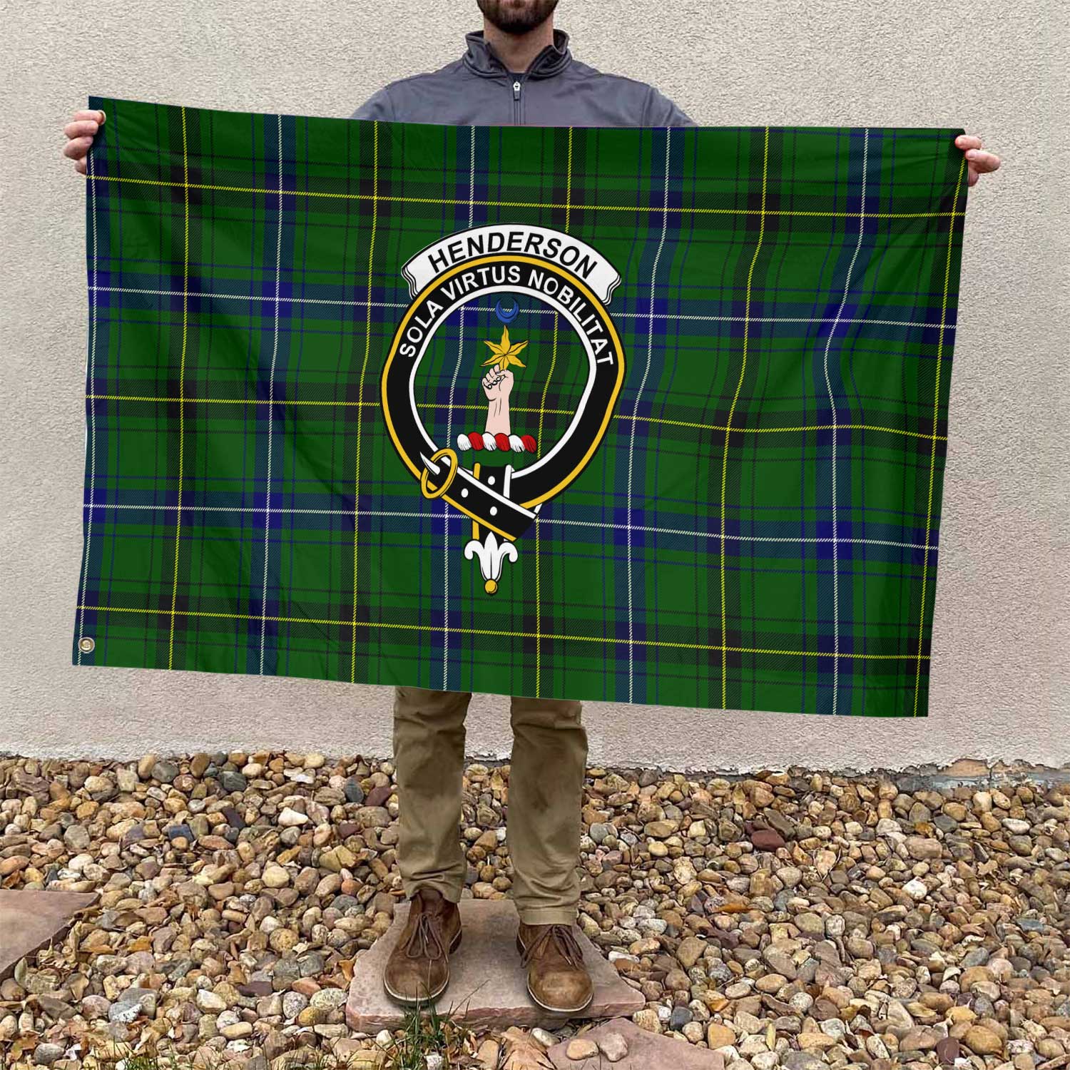 Clan Henderson Tartan Flag Crest And Plaid Basic Style