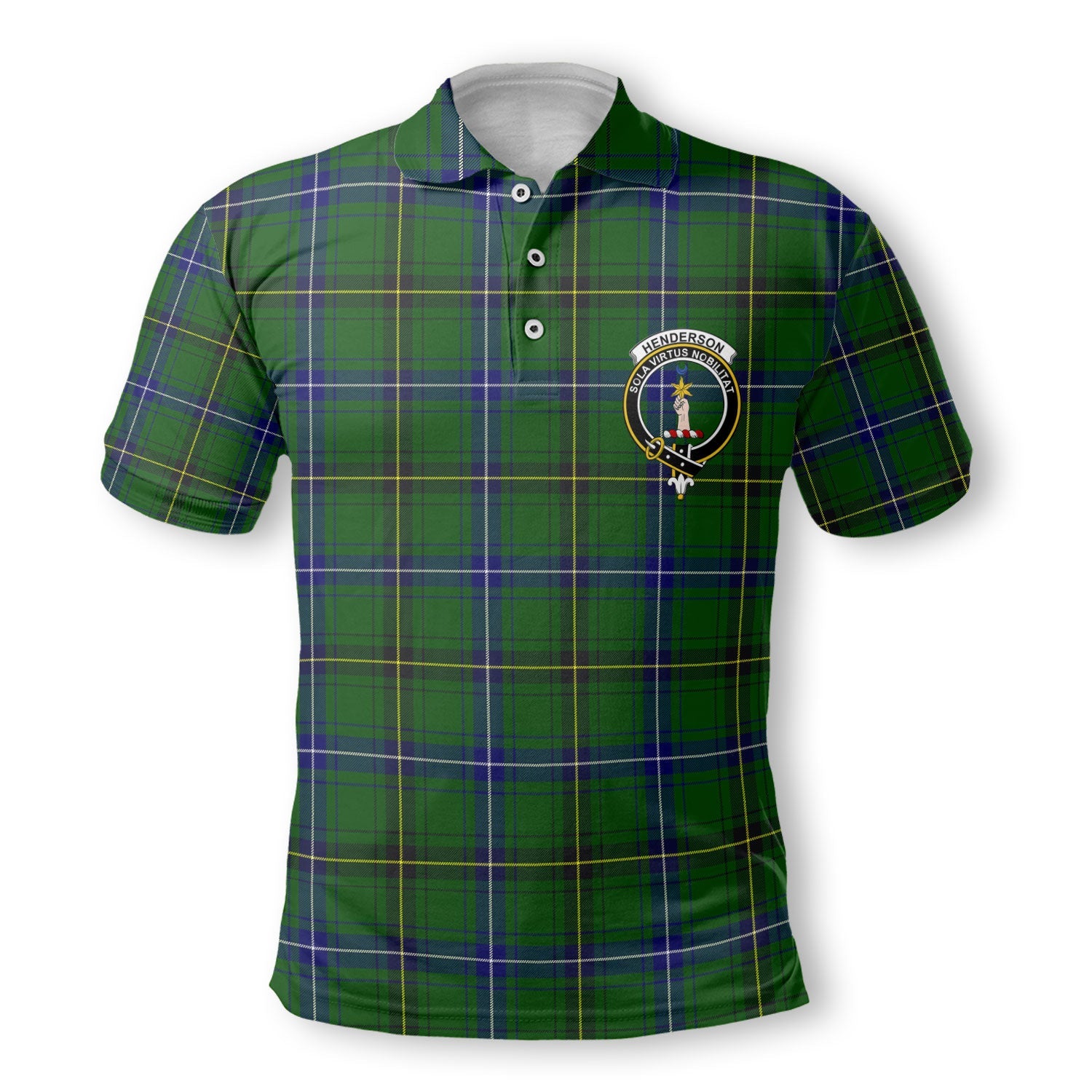 Clan Henderson Tartan Golf Men Polo Shirt Crest And Plaid Basic Style