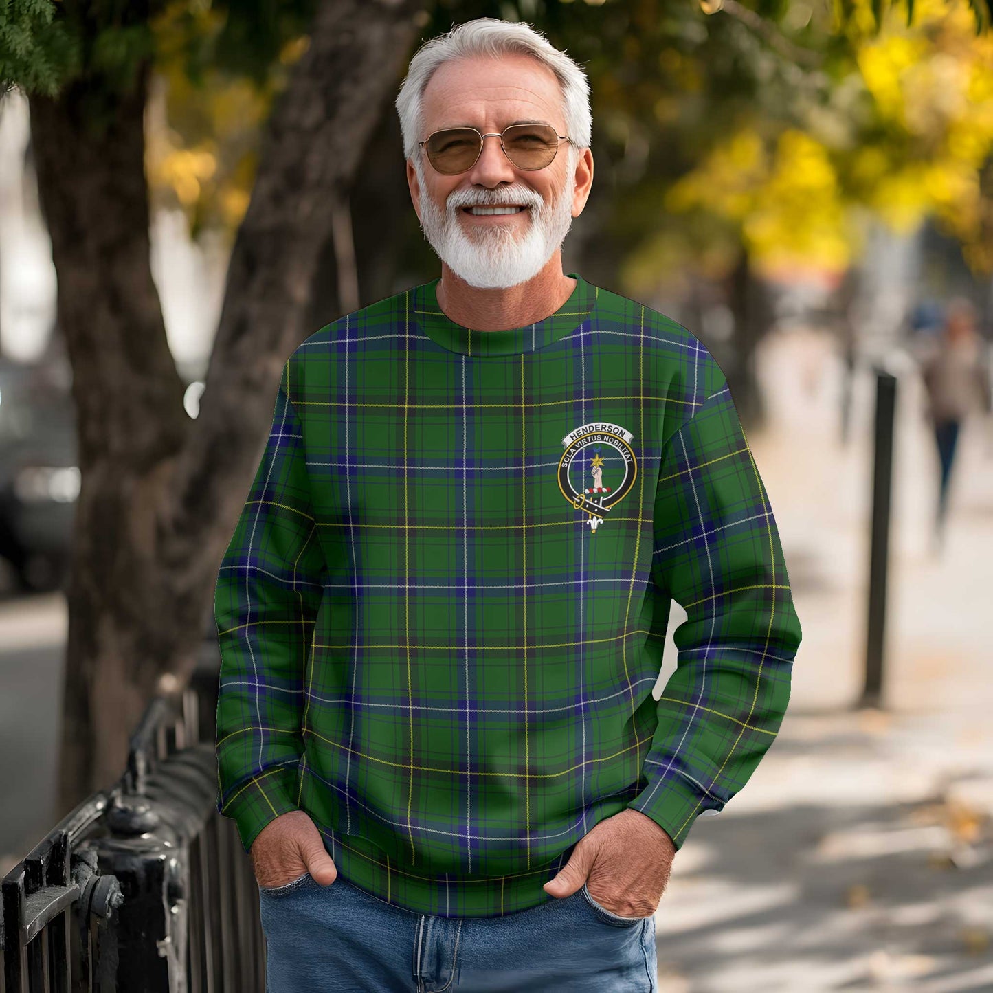 Clan Henderson Tartan Men Sweatshirt Crest And Plaid Basic Style