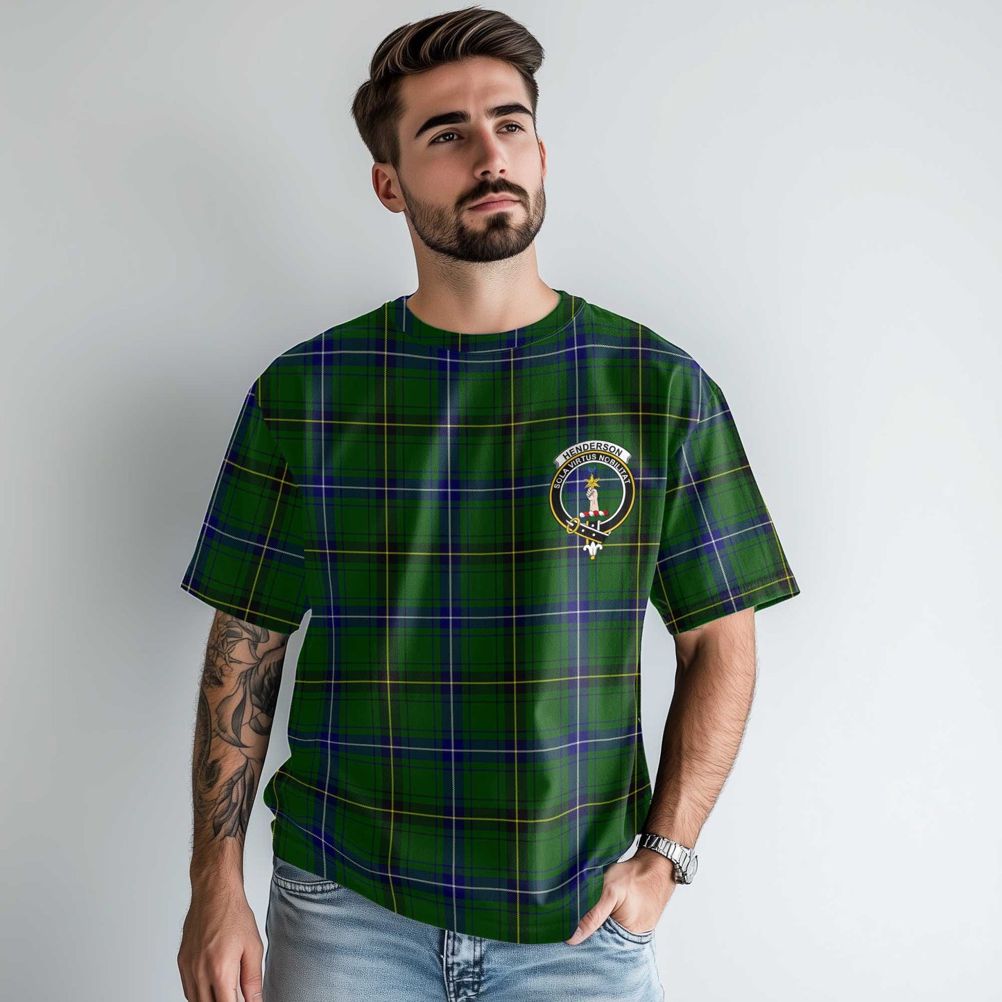 Clan Henderson Tartan Men T Shirt Crest And Plaid Basic Style