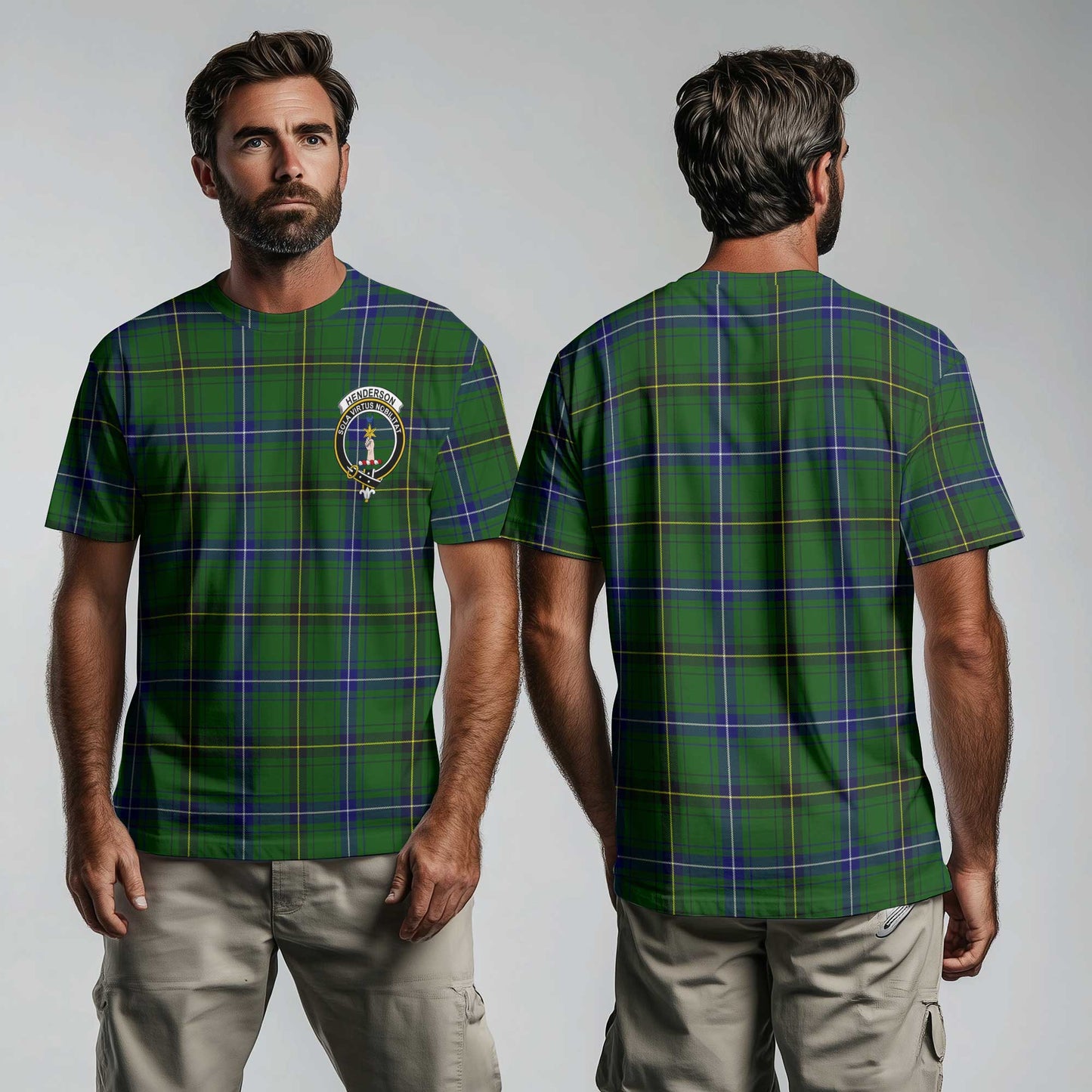 Clan Henderson Tartan Men T Shirt Crest And Plaid Basic Style