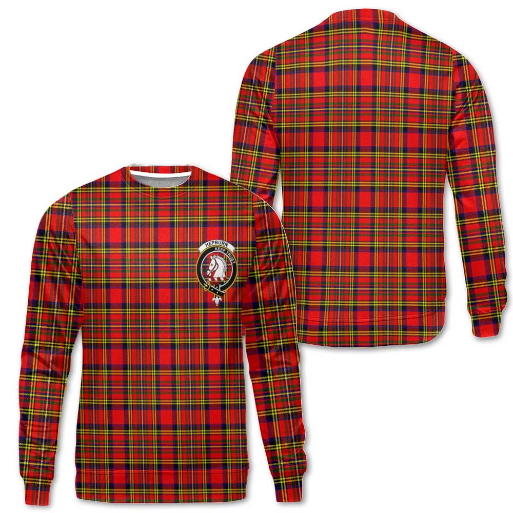 Clan Hepburn Tartan Men Sweatshirt Crest And Plaid Basic Style