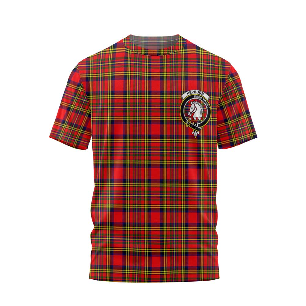 Clan Hepburn Tartan Men T Shirt Crest And Plaid Basic Style