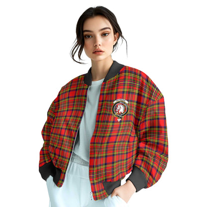 Clan Hepburn Tartan Women Bomber Jacket Crest And Plaid Basic Style