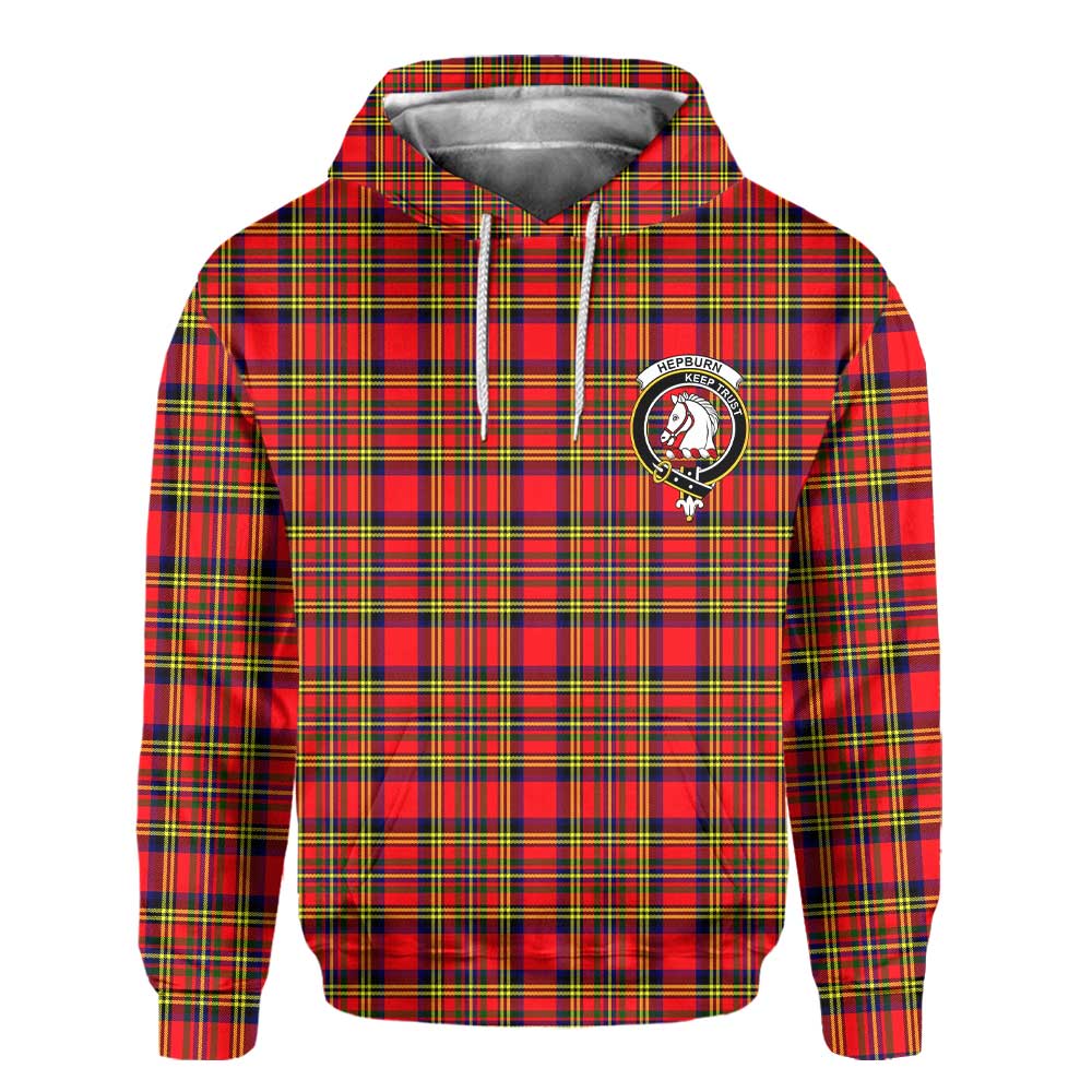 Clan Hepburn Tartan Women Hoodie Crest And Plaid Basic Style