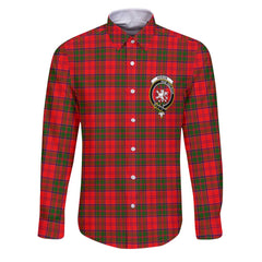 Clan Heron Tartan Long Sleeve Button Shirt Crest And Plaid Basic Style