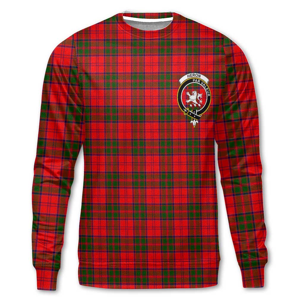 Clan Heron Tartan Men Sweatshirt Crest And Plaid Basic Style