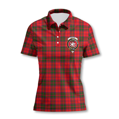 Clan Heron Tartan Women Polo Shirt Crest And Plaid Basic Style