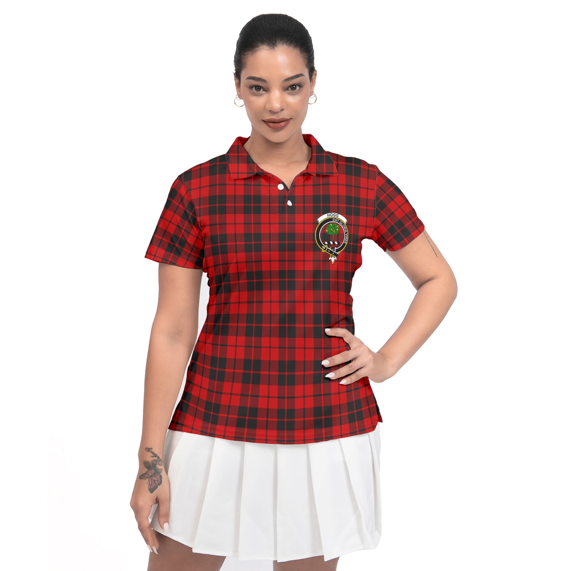 Clan Hogg Tartan Women Polo Shirt Crest And Plaid Basic Style