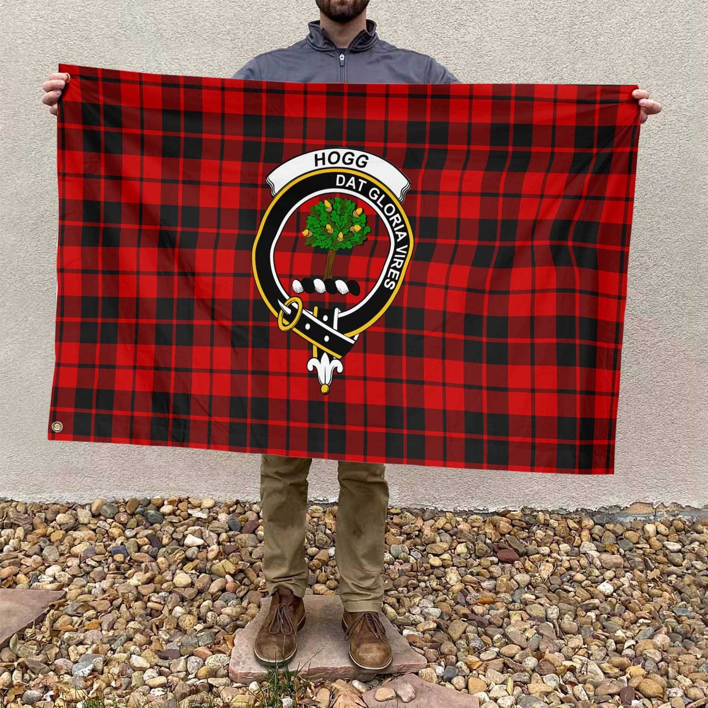 Clan Hogg Or Hog Tartan Flag Crest And Plaid Basic Style