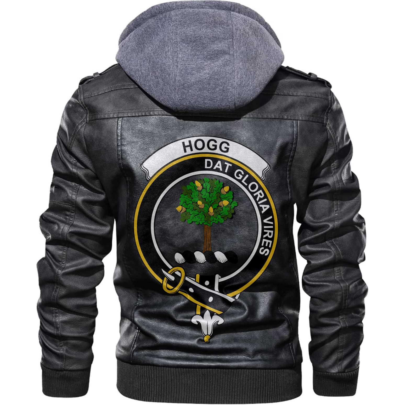Clan Hogg Or Hog Tartan Zip Leather Jacket Crest And Plaid Basic Style