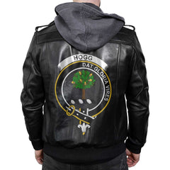 Clan Hogg Or Hog Tartan Zip Leather Jacket Crest And Plaid Basic Style