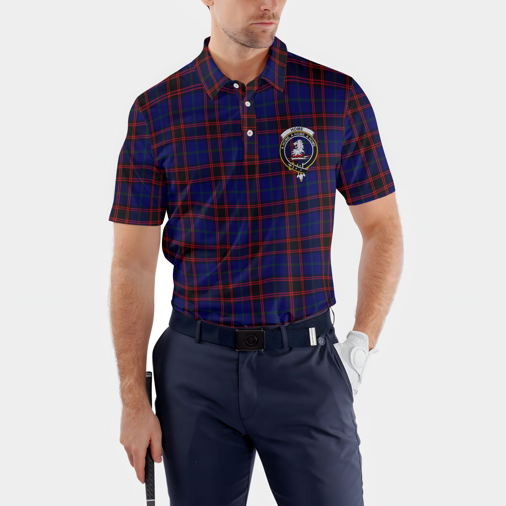 Clan Home Tartan Golf Men Polo Shirt Crest And Plaid Basic Style