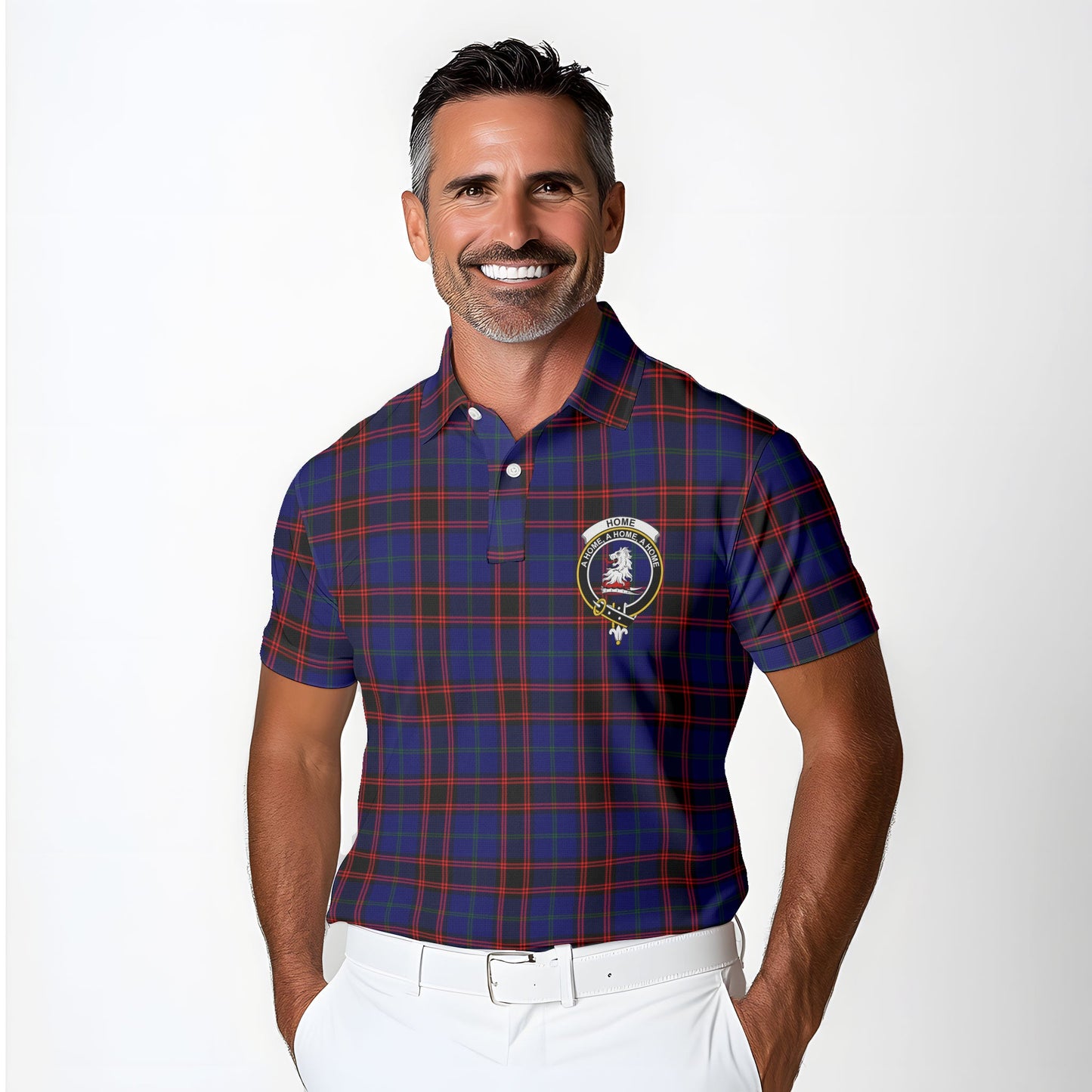 Clan Home Tartan Golf Men Polo Shirt Crest And Plaid Basic Style