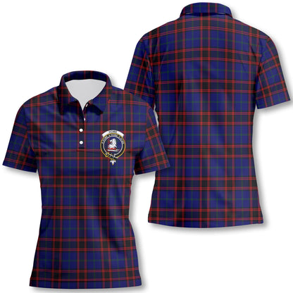 Clan Home Tartan Women Polo Shirt Crest And Plaid Basic Style